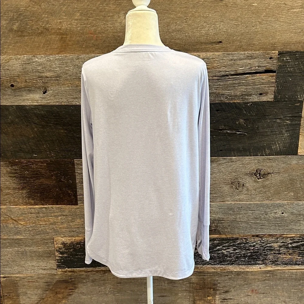 Athleta Uptempo Light Lilac Long Sleeved Tee. Large - Picture 4 of 7